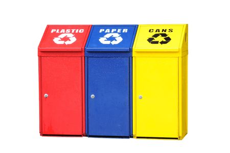 Colorful Recycle Bins Isolationの写真素材