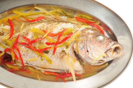 Steam Fish Served In Chinese Styleの写真素材