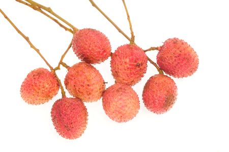 A Bunch Od Lychee On White backgroundの写真素材