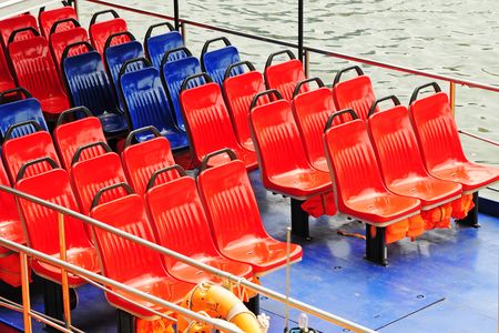 Colorful Seats Of A Cruise Ferryの写真素材