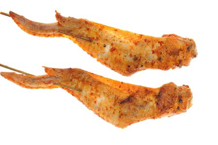 Barbeque Chicken Wings On White backgroundの写真素材