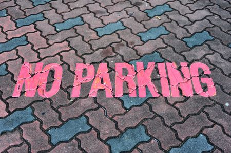 Red No Parking Sign In The carparkの写真素材