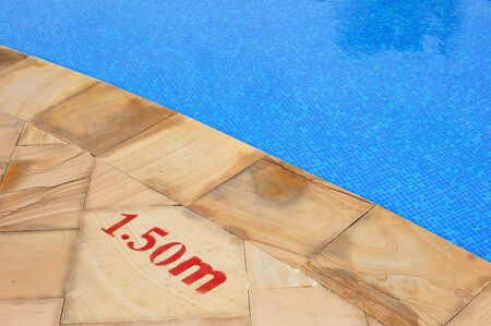 Abstract View of A Swimming Pool And Depth Markingの写真素材