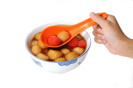 A Bowl Of Glutinous Rice Balls In Celebration Of The Arrival Of Winterの写真素材