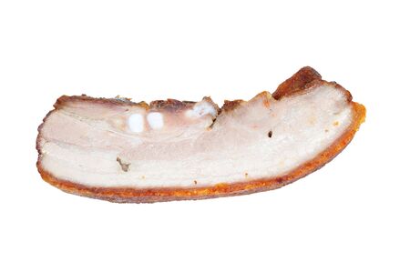 A Slice Of Roasted Pork On White backgroundの写真素材