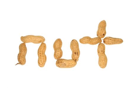 Groundnuts Arranged  To Form The Word 'Nu't'  の写真素材