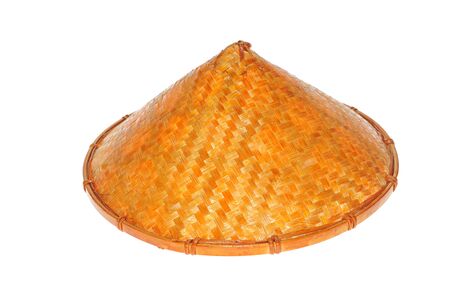 Conical Straw Hat On White Backgroundの写真素材