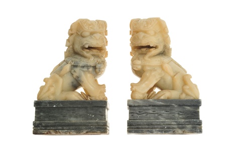 Miniature Stone Craved Lions Statueの写真素材