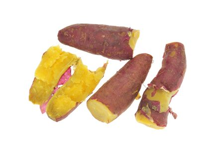Cooked Sweet Potatoes Isolated On White Backgroundの写真素材