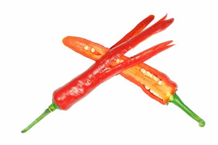 Fresh Red Chili Pepper On White Backgroundの写真素材