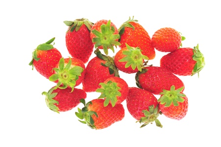 Red fresh Strawberries On White Backgroundの写真素材