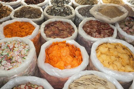 Sacks Of Dried Foodstuffs For saleの写真素材