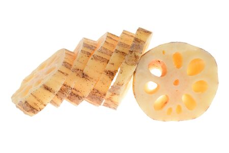 Freshly Sliced Lotus Rootsの写真素材