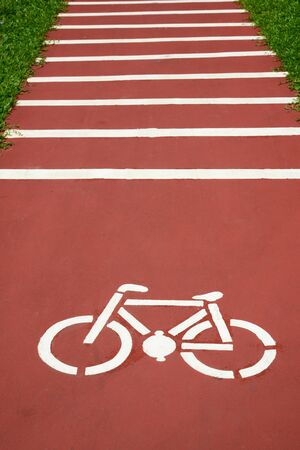 Bicycle Sign On  Red Biking Trackの写真素材
