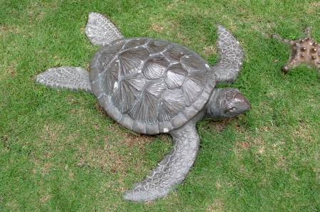 Bronze Turtle Statue In A Fieldの写真素材