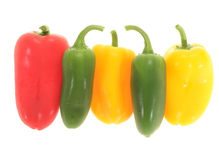 Colorful Capsicums Isolated On White Backgroundの写真素材