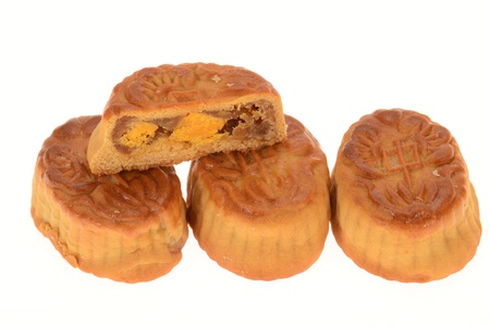 Mini Baked Moon Cakes With Sectional Viewの写真素材