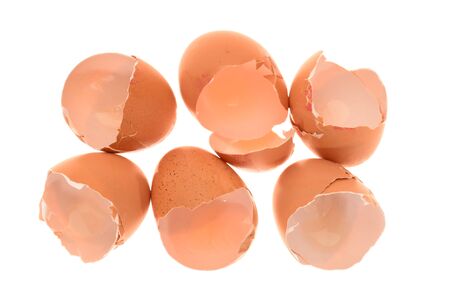 Chicken Egg Shells Isolated On White Backgroundの写真素材