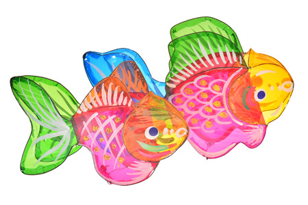 Fish Design Lanterns Isolated On White Backgroundの写真素材