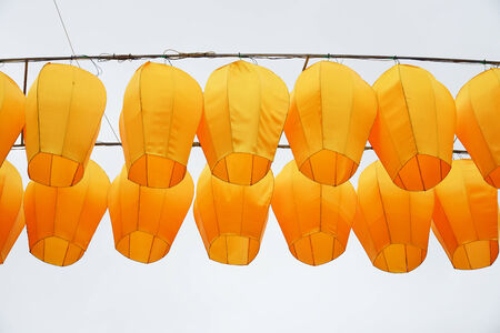 Hanging Rows Of Yellow Silk Lanternsの写真素材
