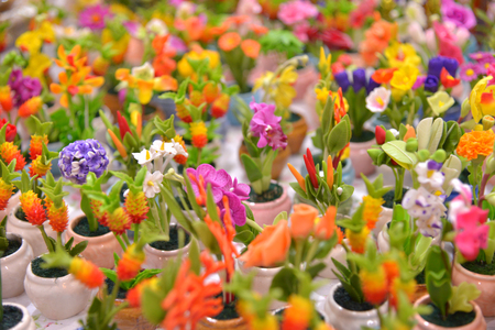 Potted Artificial Flowersの写真素材
