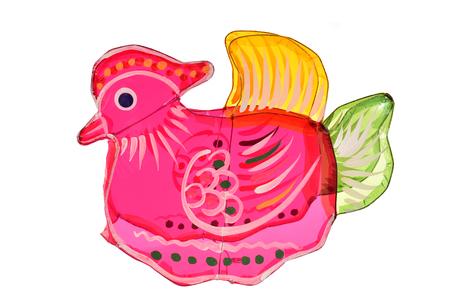 Colorful Mandarin Duck Lantern On White Backgroundの写真素材