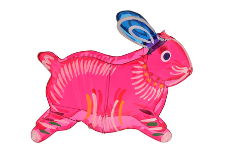Colorful Rabbit Design Lantern On White Backgroundの写真素材