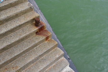 Closeup Of Concrete Steps At Jettyの写真素材