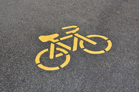 Bicycle Sign On Bicycle Laneの写真素材