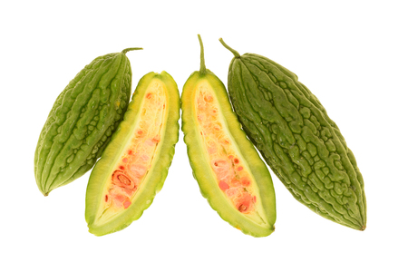 Bitter Gourds With Sliced Section Viewの写真素材