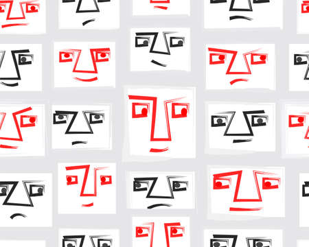 Original Vector Seamless Pattern With Faces.   のイラスト素材