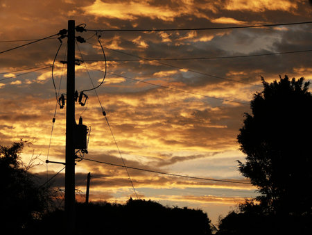 Orange Sunrise and electricity