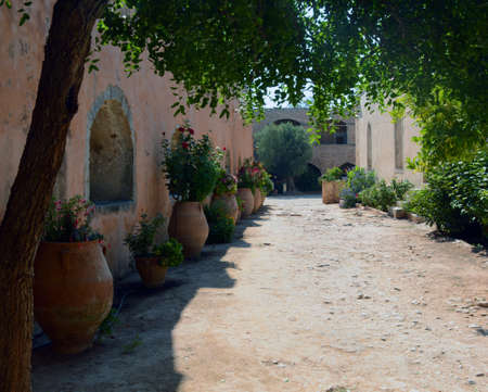 Beautiful path in Monastery Arkadi , Crete Moni Arkadiouの写真素材