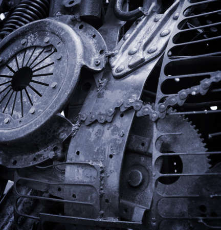Steampunk style mechanical background, rysty metal mechanismの写真素材