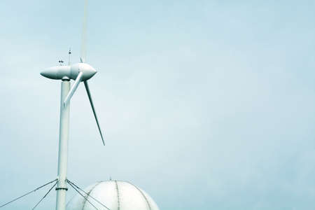 Windmill and observatory on light blue background closeupの写真素材