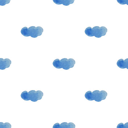 Clouds seamleass pattern watercolor for textyle, backgrounds, web, wallpaper, texture in blue and lightblue colorの写真素材