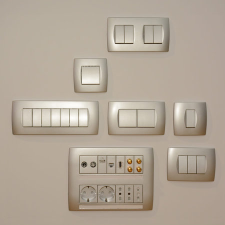 Set of switches white modern style for design closeup