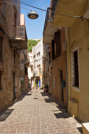 Greece, Chania - August 09, 2018: Chania old street of Crete island, Greeceのeditorial素材