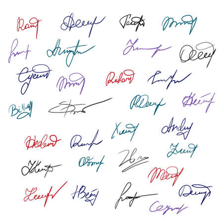 Signatures vector set. Contract signatures collection for business. Vector EPS 10 autograph collection by handのイラスト素材