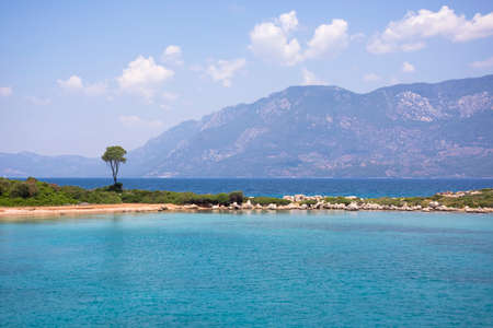 Cleopatra beach on the island of Sedir, Turkey. Aegean sea bay, paradise islandの写真素材