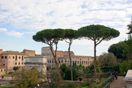 Italy, Rome - December 10, 2018. Colosseum in Rome roman amphitheater, Italy. Main italian landmarkのeditorial素材