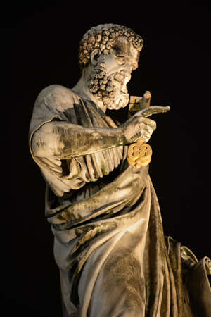 Vatican City, Vatican - December 14, 2018. Statue of Saint Peter holding a key in Vatican near St Peters Basilica in Rome, Italyのeditorial素材