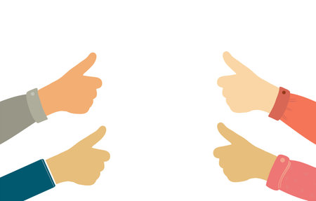 Like hands colorful business silhouette vector illustration. Thumb up sign flat designのイラスト素材