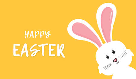 Happy Easter rabbit, easter bunny greeting card illustrationの写真素材