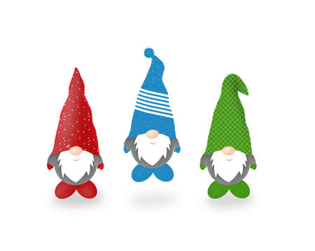 Christmas gnomes isolated on white background. New year holiday concept hand drawnの写真素材