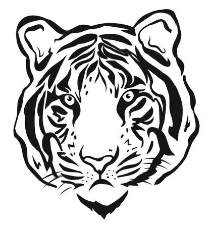 Tiger head silhouette vector illustration. 2022 new year symbolのイラスト素材