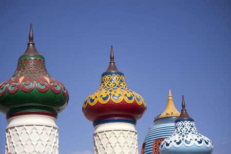 View of imperial shaped roofs in oriental styleの写真素材
