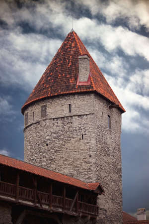 The Kuldjala tower of medieval town Tallinn Estoniaの写真素材
