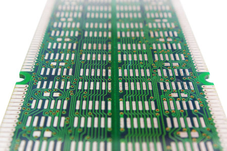 Chip connectors green scheme isolated over white background. Perspective view.