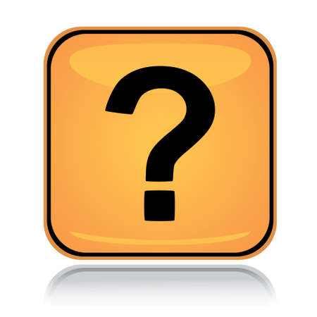 Yellow square sign question mark with reflection over whiteのイラスト素材